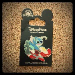 Disney Stitch Flying in Red Spaceship Pin New